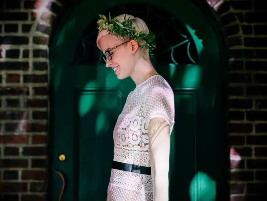 Greenery Crown Styled With a Pixie Cut - bridal crowns