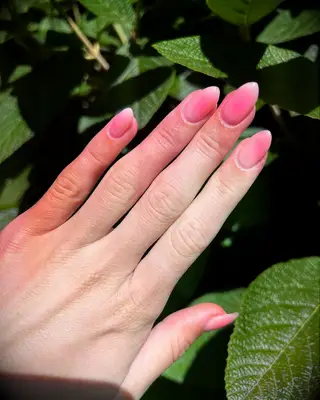 Pink-to-white gradient bridesmaid nails