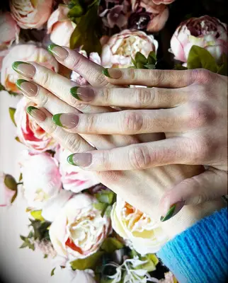 Green French tip bridesmaid nails