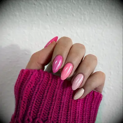 Pink mismatched bridesmaid nails