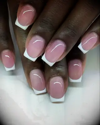 Square tip French manicure bridesmaid nails