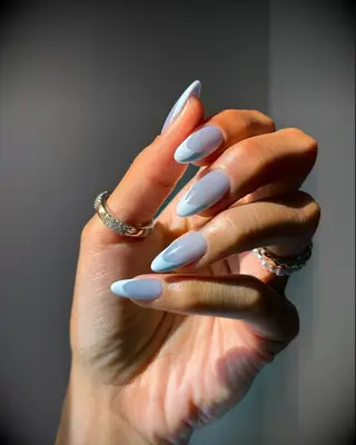 Blue French manicure bridesmaid nails