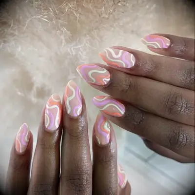 Pastel swirl bridesmaid nails