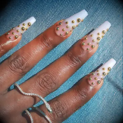 Studded French bridesmaid nails