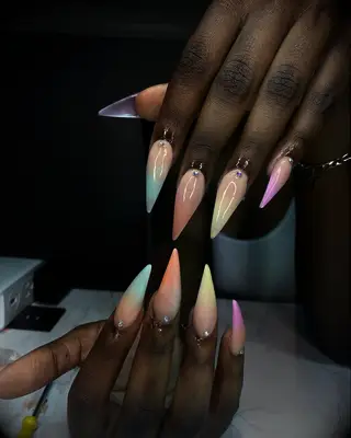 Bejeweled ombre bridesmaid nails