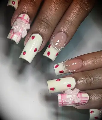 Bridesmaid nails with 3D add-ons