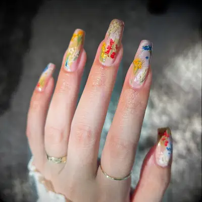 Fashion-inspired floral bachelorette nails