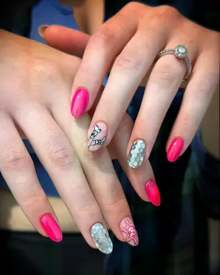 Disco ball bachelorette nails