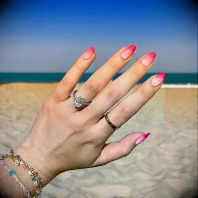 Pink ombre bachelorette nails