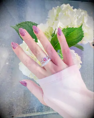Pink glitter bachelorette nails