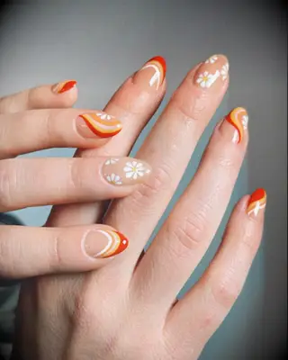 70s-inspired bachelorette nails