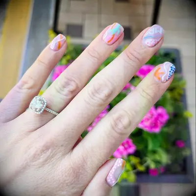 Destination-themed bachelorette nails
