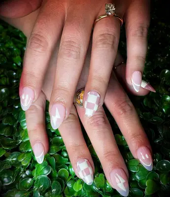 White and nude bachelorette nails