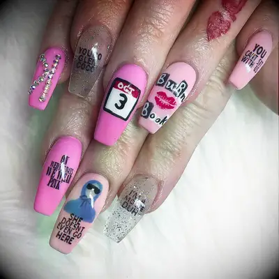 Movie-themed bachelorette nails