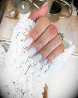 White shimmer bachelorette nails