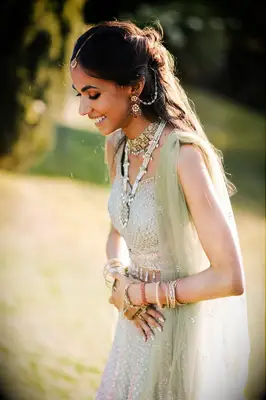 Twisted half up do with accessories