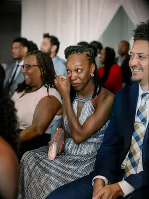 Twisted half-up hairstyle