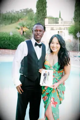 Blowout hairstyle with center part