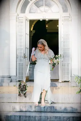 Curls with tucked bangs