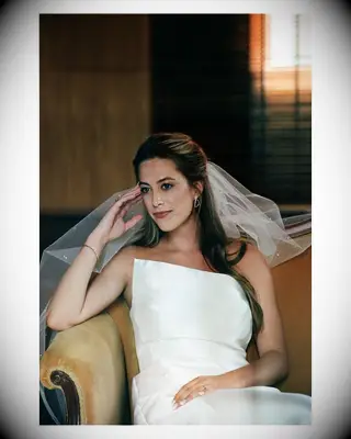 Half-Up strapless wedding dress hairstyle