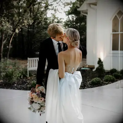 Ballerina Bun strapless wedding dress hairstyle