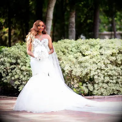 Big Waves strapless dress wedding hairstyle