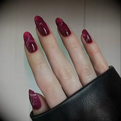 Ruby marble wedding nails