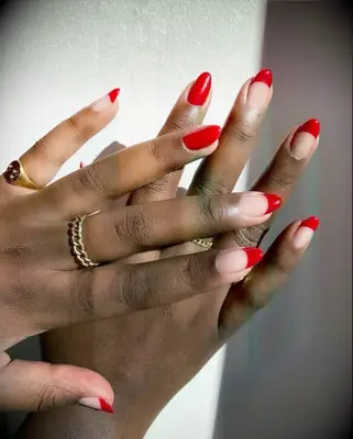 Red French tip nails