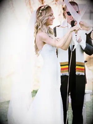 Pink flower crown with a long floor-length veil