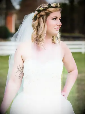 Rustic flower crown with an elbow-length veil