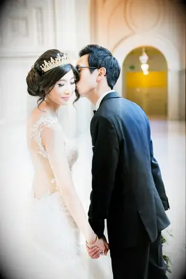 Bridal hair bun with tiara