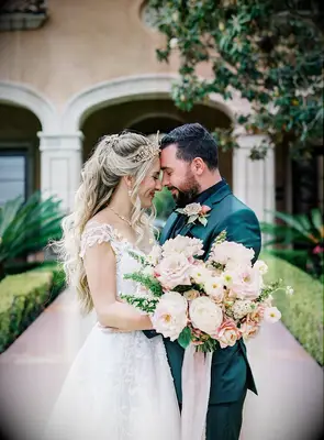 Half-up and half-down voluminous curls