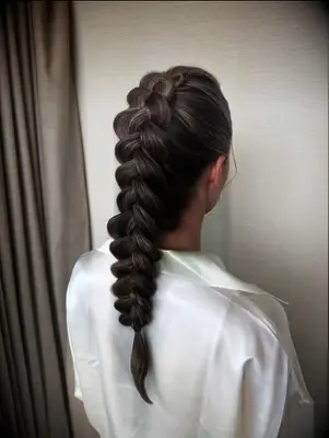 Voluminous dutch fishtail braid bridesmaid hairstyle