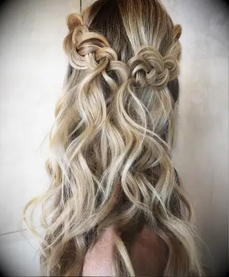 Beachy waves with braid crown bridesmaid hairstyle