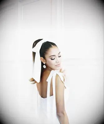 Sleek high ponytail with ribbon bridesmaid hairstyle