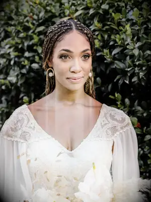 Small box braids bridesmaid hair idea