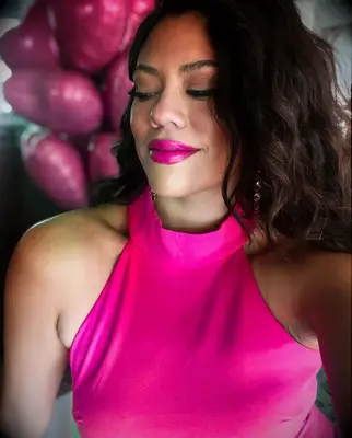 Pink lipstick with matching outfit Valentine