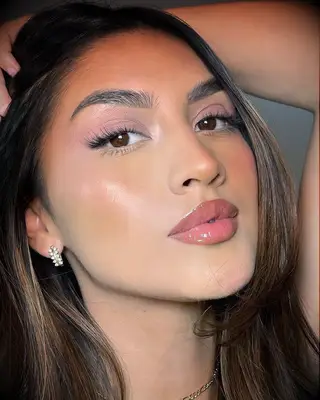 Flawless skin with pops of pink Valentine