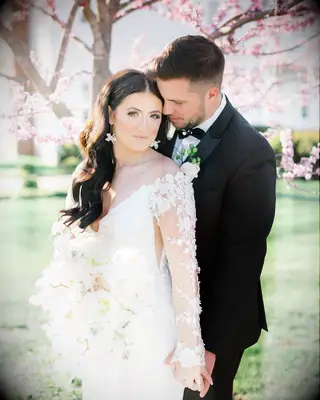 Bride with slicked-back waves