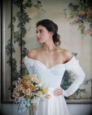 Bride with tousled updo