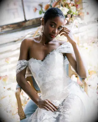 Bride with close-cropped haircut