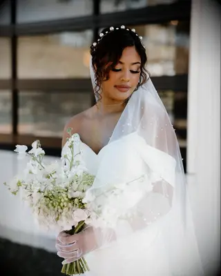 Bride with updo with tight curls