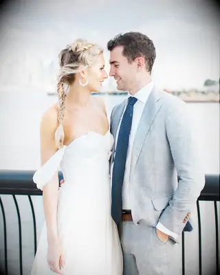 Bride with braided ponytail