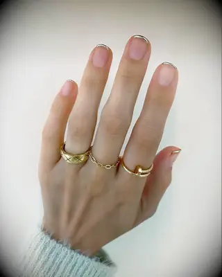 French manicure with silver tips