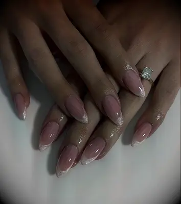 French manicure with pearly tips