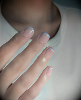 French manicure with blue tips