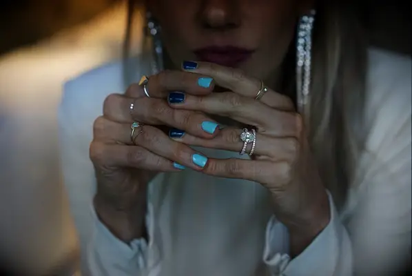 Blue short wedding nails