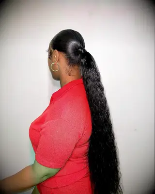 Ponytail with long hair extensions wedding hairstyle