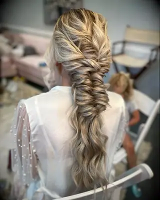 Bridal braided fishtail ponytail