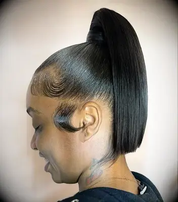 Sleek straight ponytail wedding hairstyle